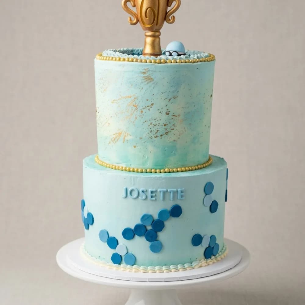 Gâteau bleu façon toile de Jouy